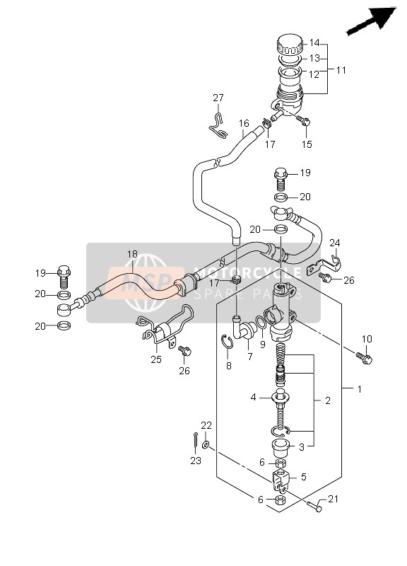 Suzuki LT-Z400(Z) QUADSPORT 2010 Rear Master Cylinder for a 2010 Suzuki LT-Z400(Z) QUADSPORT