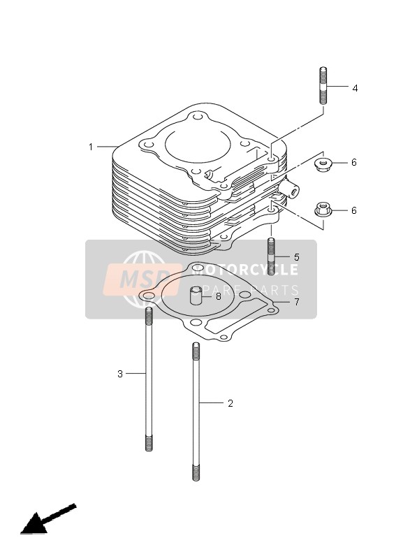 Suzuki LT-Z250(Z) QUADSPORT 2010 Cilindro per un 2010 Suzuki LT-Z250(Z) QUADSPORT