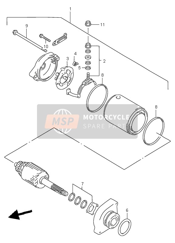 Suzuki LT-A500F QUADMASTER 2001 Starting Motor for a 2001 Suzuki LT-A500F QUADMASTER