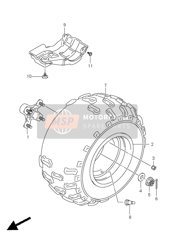 Suzuki LT-Z250(Z) QUADSPORT 2010 Left Rear Wheel for a 2010 Suzuki LT-Z250(Z) QUADSPORT