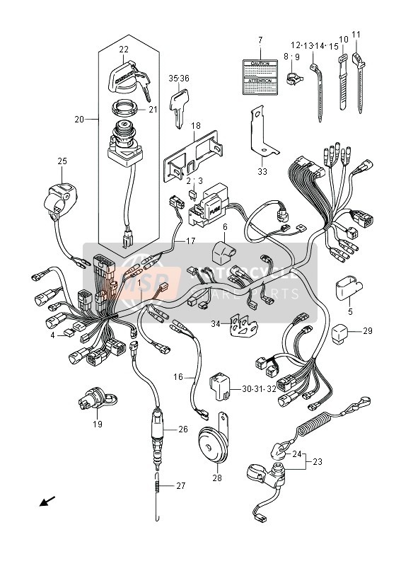 Suzuki LT-A400F(Z) KINGQUAD ASi 4x4 2013 Wiring Harness (LT-A400FZ P17) for a 2013 Suzuki LT-A400F(Z) KINGQUAD ASi 4x4