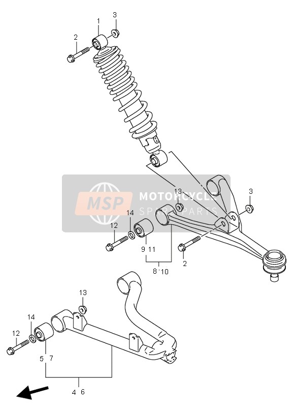 Suzuki LT-A500F QUADMASTER 2001 Suspension Arm for a 2001 Suzuki LT-A500F QUADMASTER