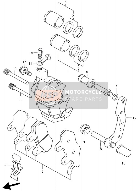 Suzuki LT-A500F QUADMASTER 2001 Front Caliper for a 2001 Suzuki LT-A500F QUADMASTER