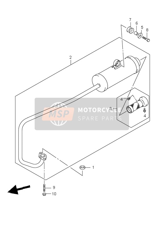 Suzuki LT-Z50 4T QUADSPORT 2010 Muffler for a 2010 Suzuki LT-Z50 4T QUADSPORT