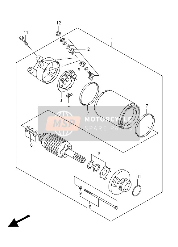 Suzuki LT-A450X(Z) KINGQUAD 4x4 2010 Starting Motor for a 2010 Suzuki LT-A450X(Z) KINGQUAD 4x4