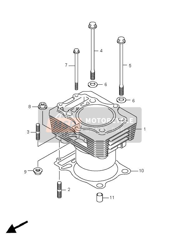 Suzuki LT-A400F KINGQUAD ASi 4X4 2010 Cylinder for a 2010 Suzuki LT-A400F KINGQUAD ASi 4X4