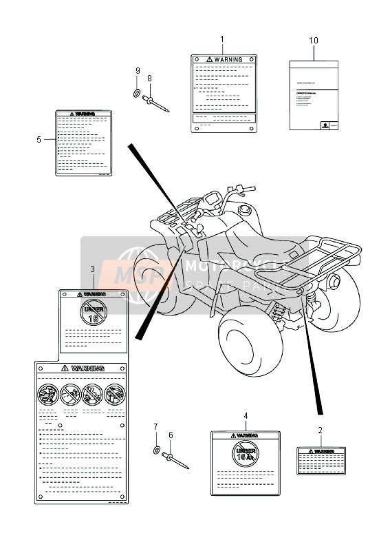 6892131G10, Label, Warning (English), Suzuki, 1