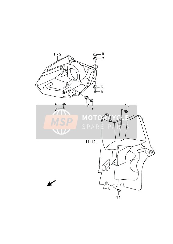 Suzuki LT-A400F(Z) KINGQUAD ASi 4x4 2013 Front Lamp Housing for a 2013 Suzuki LT-A400F(Z) KINGQUAD ASi 4x4