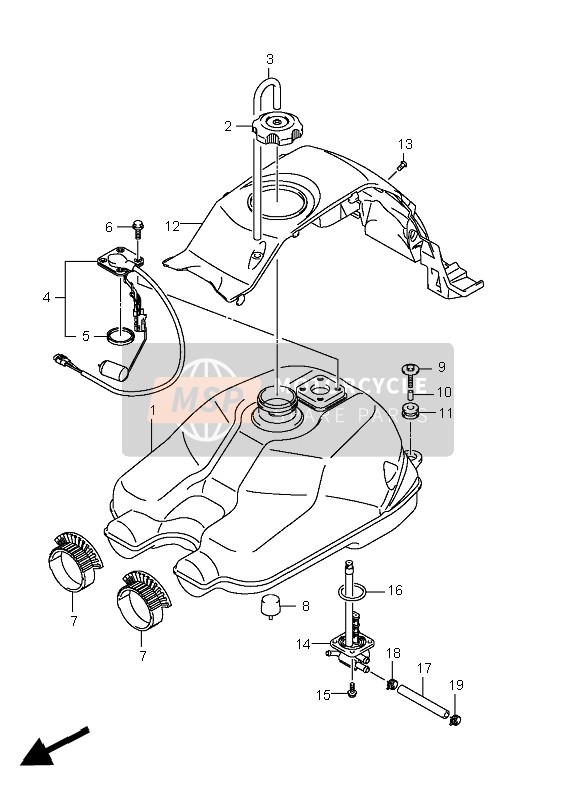 Suzuki LT-A400F KINGQUAD ASi 4X4 2010 Réservoir d'essence (LT-A400F) pour un 2010 Suzuki LT-A400F KINGQUAD ASi 4X4