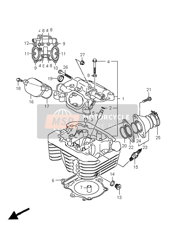 Suzuki LT-A400 KINGQUAD 4x2 2010 Cabeza de cilindro para un 2010 Suzuki LT-A400 KINGQUAD 4x2