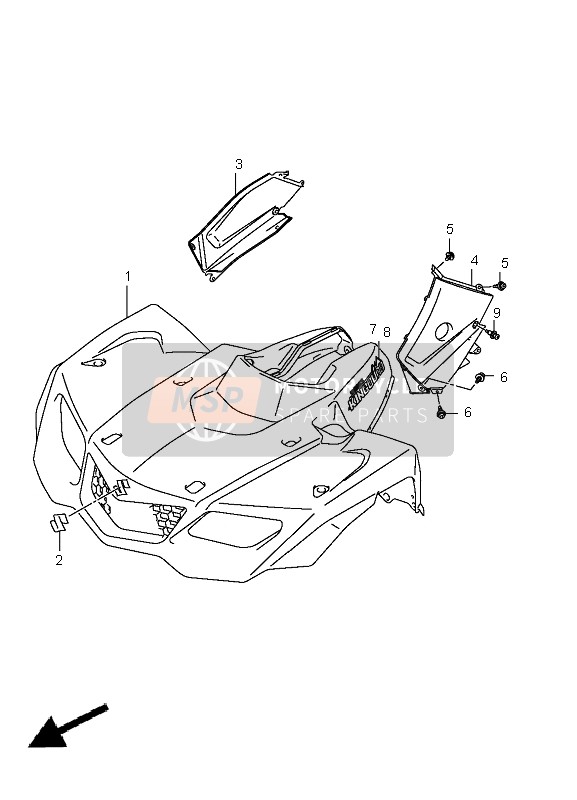 Suzuki LT-A400 KINGQUAD 4x2 2010 Guardabarros delantero para un 2010 Suzuki LT-A400 KINGQUAD 4x2