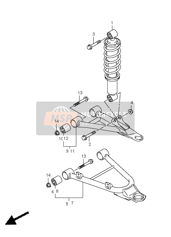 Suzuki LT-A400 KINGQUAD 4x2 2010 Braccio di sospensione per un 2010 Suzuki LT-A400 KINGQUAD 4x2