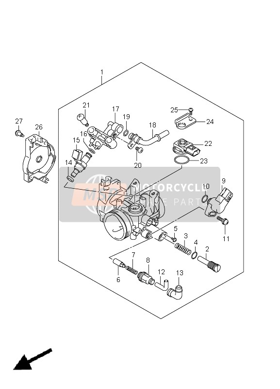 Suzuki LT-Z400(Z) QUADSPORT 2011 Cuerpo del acelerador para un 2011 Suzuki LT-Z400(Z) QUADSPORT