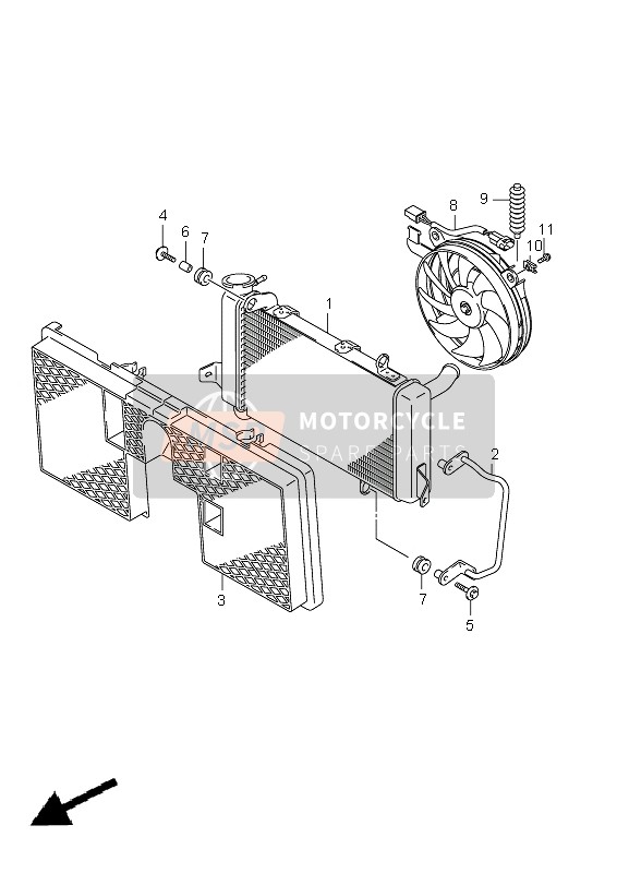 Suzuki LT-Z400(Z) QUADSPORT 2011 Radiador para un 2011 Suzuki LT-Z400(Z) QUADSPORT