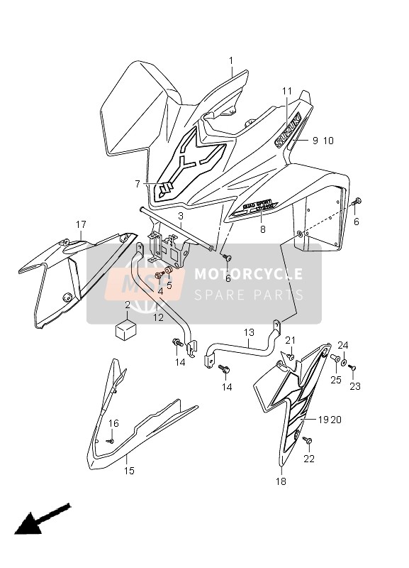 Suzuki LT-Z400(Z) QUADSPORT 2011 Voorspatbord (LT-Z400Z) voor een 2011 Suzuki LT-Z400(Z) QUADSPORT