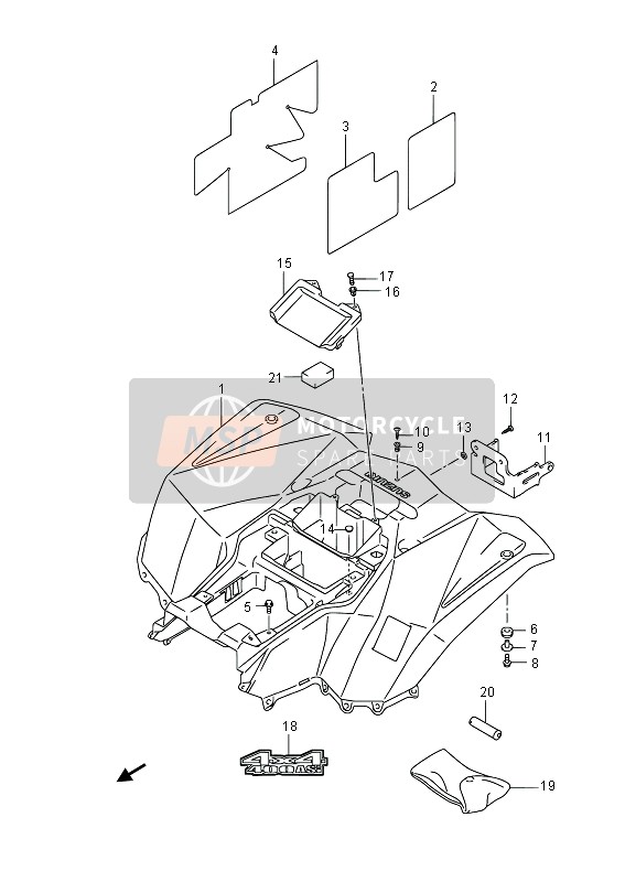 Suzuki LT-A400F(Z) KINGQUAD ASi 4x4 2013 Rear Fender (LT-A400F P17) for a 2013 Suzuki LT-A400F(Z) KINGQUAD ASi 4x4