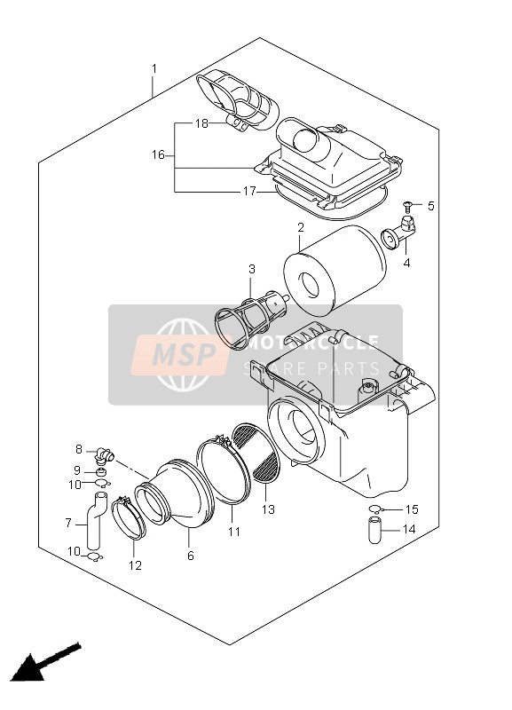 Suzuki LT-F250 OZARK 2011 Filtro de aire para un 2011 Suzuki LT-F250 OZARK