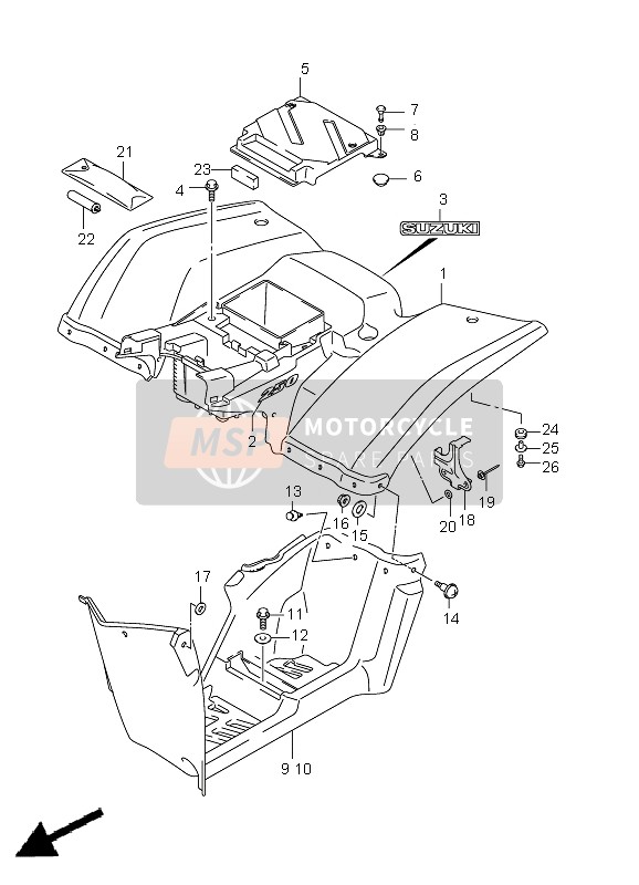 Suzuki LT-F250 OZARK 2011 HINTERER KOTFLÜGEL für ein 2011 Suzuki LT-F250 OZARK