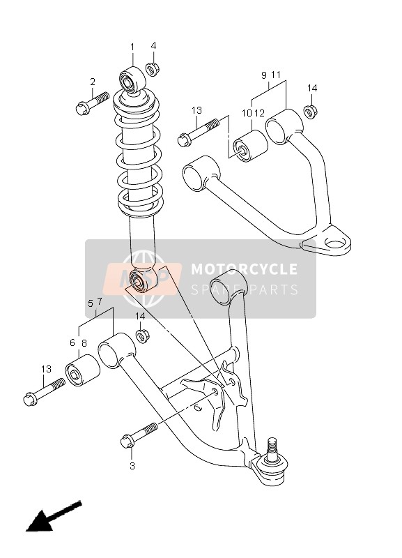 Suzuki LT-F250 OZARK 2011 Braccio di sospensione per un 2011 Suzuki LT-F250 OZARK