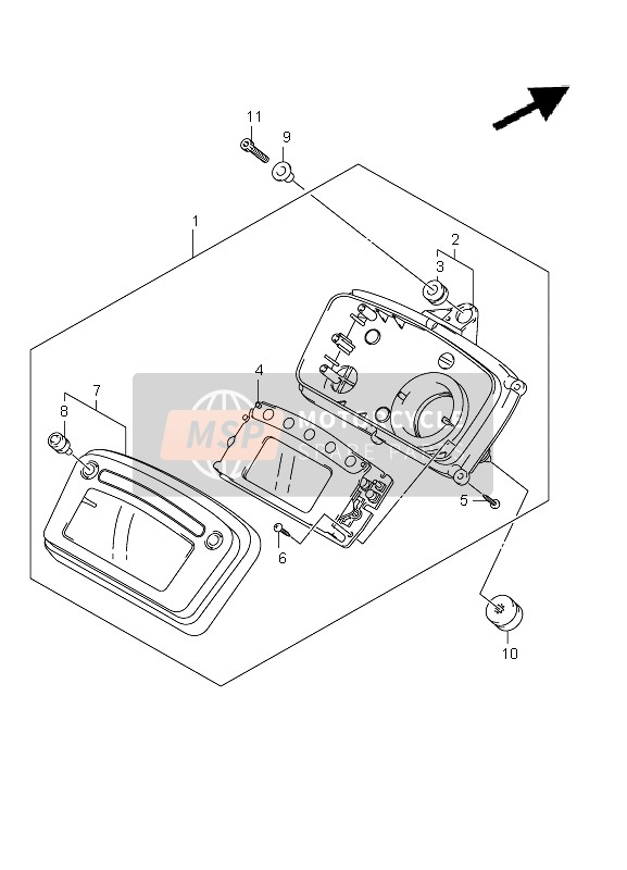 Suzuki LT-A750X(Z) KINGQUAD AXi 4X4 2011 Snelheidsmeter (LT-A750X P33) voor een 2011 Suzuki LT-A750X(Z) KINGQUAD AXi 4X4