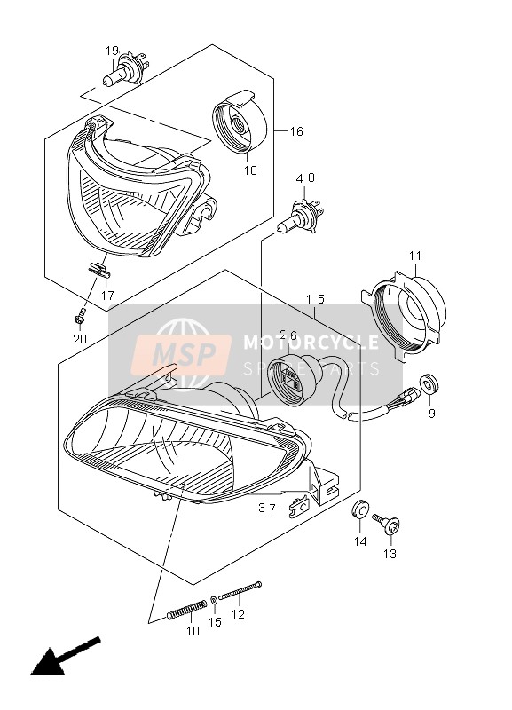 Suzuki LT-A750X(Z) KINGQUAD AXi 4X4 2011 Headlamp (LT-A750X P33) for a 2011 Suzuki LT-A750X(Z) KINGQUAD AXi 4X4