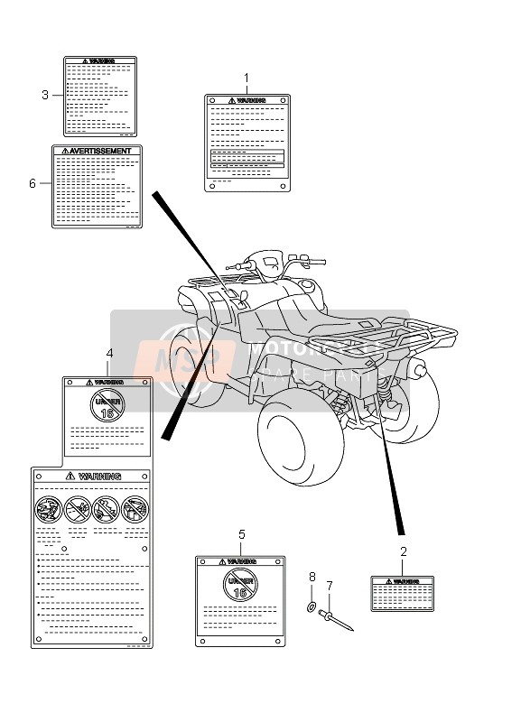 Suzuki LT-A750X(Z) KINGQUAD AXi 4X4 2011 Etiket (LT-A750X P28) voor een 2011 Suzuki LT-A750X(Z) KINGQUAD AXi 4X4