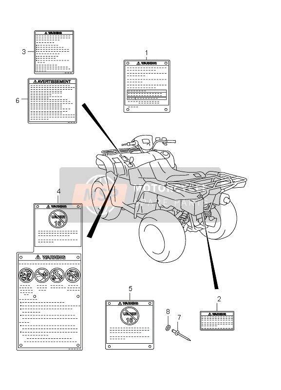 Suzuki LT-A750X(Z) KINGQUAD AXi 4X4 2011 Label (LT-A750XZ P28) for a 2011 Suzuki LT-A750X(Z) KINGQUAD AXi 4X4