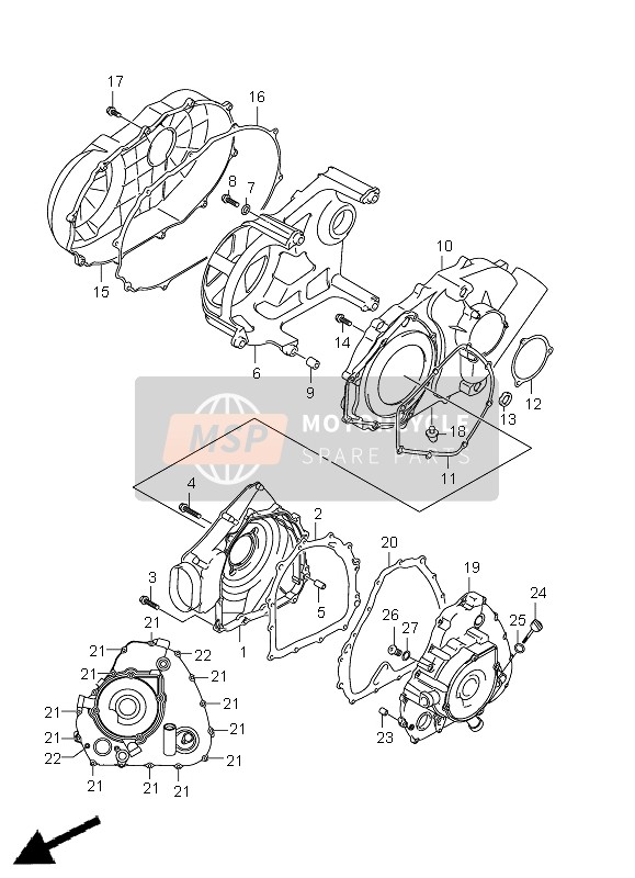 Suzuki LT-A500XP(Z) KINGQUAD AXi 4x4 2011 Tapa del cárter para un 2011 Suzuki LT-A500XP(Z) KINGQUAD AXi 4x4