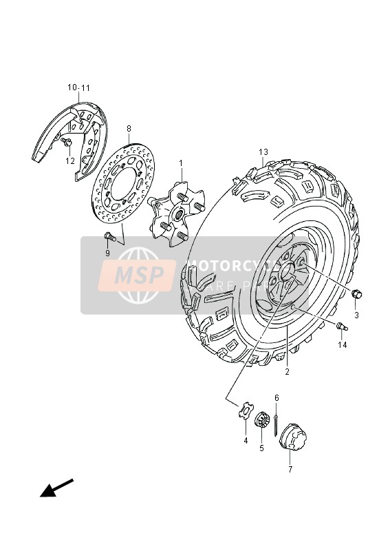 Suzuki LT-A500XP(Z) KINGQUAD AXi 4x4 2014 Front Wheel (LT-A500XPZ) for a 2014 Suzuki LT-A500XP(Z) KINGQUAD AXi 4x4