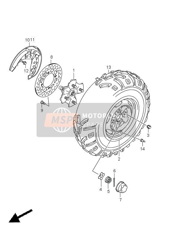 Suzuki LT-A500XP(Z) KINGQUAD AXi 4x4 2011 Front Wheel for a 2011 Suzuki LT-A500XP(Z) KINGQUAD AXi 4x4