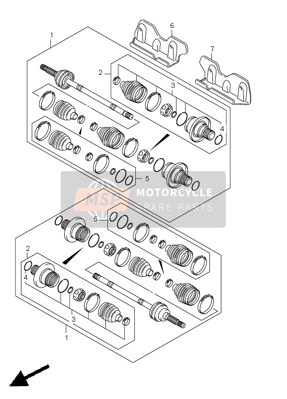 Suzuki LT-A500XP(Z) KINGQUAD AXi 4x4 2011 Rear Drive Shaft for a 2011 Suzuki LT-A500XP(Z) KINGQUAD AXi 4x4