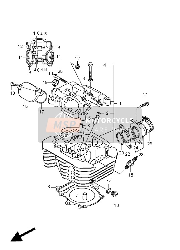 Suzuki LT-A400F(Z) KINGQUAD ASi 4x4 2011 Cylinder Head for a 2011 Suzuki LT-A400F(Z) KINGQUAD ASi 4x4