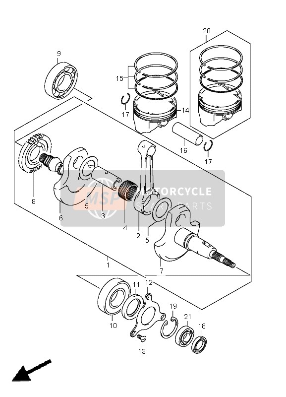 Suzuki LT-A400F(Z) KINGQUAD ASi 4x4 2011 Crankshaft for a 2011 Suzuki LT-A400F(Z) KINGQUAD ASi 4x4