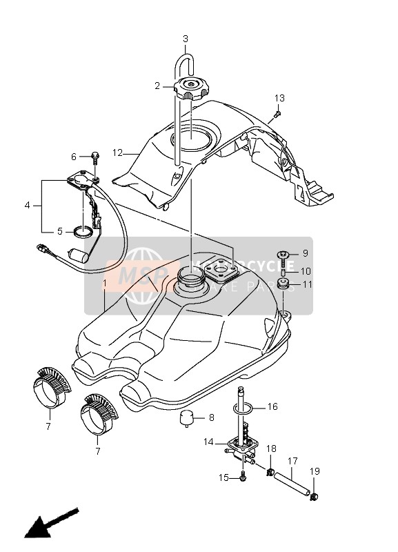 Suzuki LT-A400F(Z) KINGQUAD ASi 4x4 2011 Benzinetank voor een 2011 Suzuki LT-A400F(Z) KINGQUAD ASi 4x4