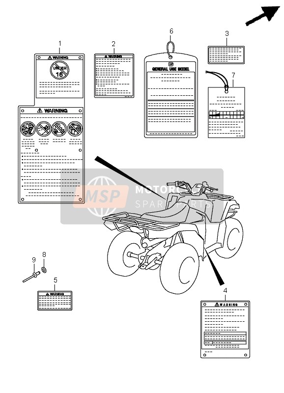 Suzuki LT-A400F(Z) KINGQUAD ASi 4x4 2011 Label (LT-A400FZ P33) for a 2011 Suzuki LT-A400F(Z) KINGQUAD ASi 4x4