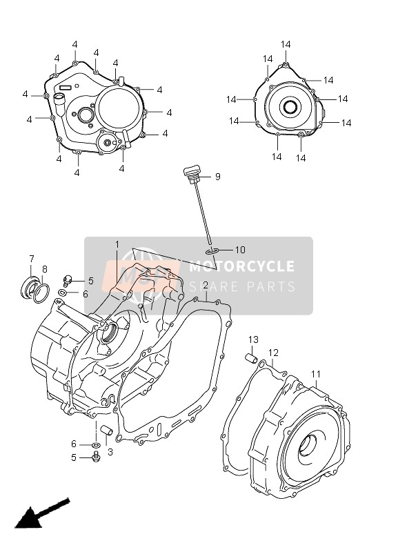 Suzuki LT-F250 OZARK 2012 Coperchio del carter per un 2012 Suzuki LT-F250 OZARK