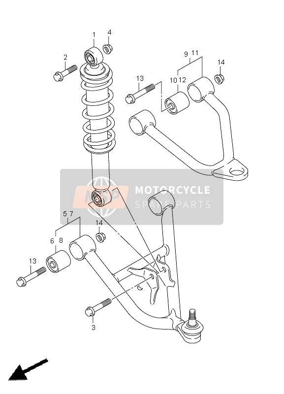 Suzuki LT-F250 OZARK 2012 Braccio di sospensione per un 2012 Suzuki LT-F250 OZARK