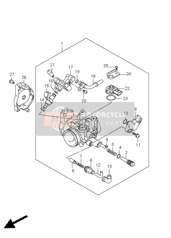 Suzuki LT-Z400(Z) QUADSPORT 2012 Gasklephuis voor een 2012 Suzuki LT-Z400(Z) QUADSPORT