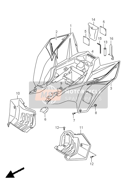 Suzuki LT-Z400(Z) QUADSPORT 2012 Garde-boue arrière (LT-Z400) pour un 2012 Suzuki LT-Z400(Z) QUADSPORT