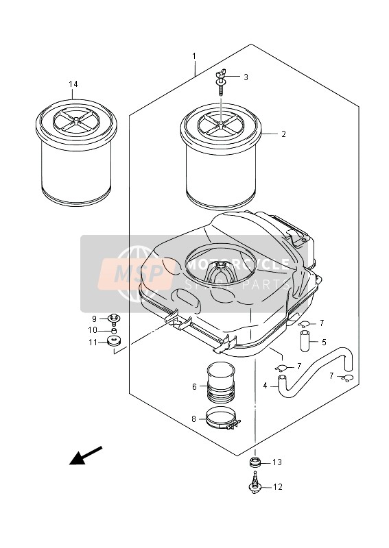 Suzuki LT-A750X(Z) KINGQUAD AXi 4X4 2014 Air Cleaner for a 2014 Suzuki LT-A750X(Z) KINGQUAD AXi 4X4