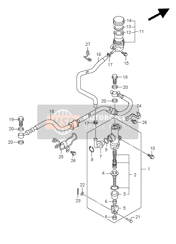 Suzuki LT-Z400(Z) QUADSPORT 2012 Rear Master Cylinder for a 2012 Suzuki LT-Z400(Z) QUADSPORT