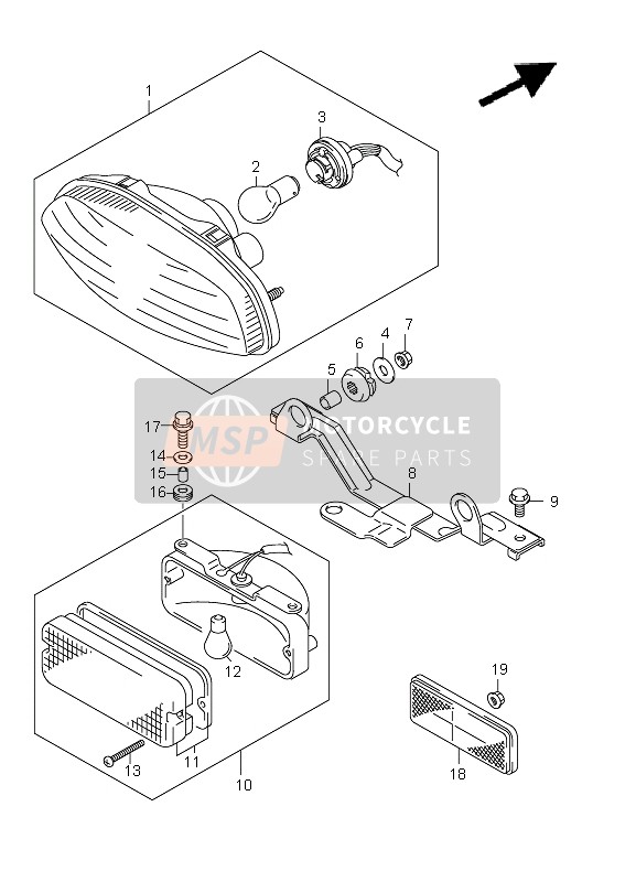 Suzuki LT-A750XP(Z) KINGQUAD AXi 4x4 2012 Lampe combinée arrière (LT-A750XPZ P17) pour un 2012 Suzuki LT-A750XP(Z) KINGQUAD AXi 4x4