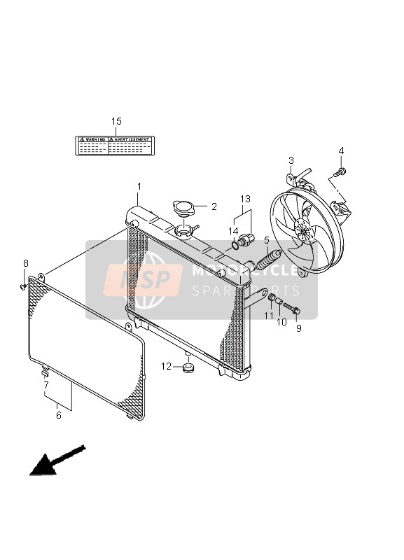 Suzuki LT-A750X(Z) KINGQUAD AXi 4X4 2012 Radiator (LT-A750XZ P17) for a 2012 Suzuki LT-A750X(Z) KINGQUAD AXi 4X4