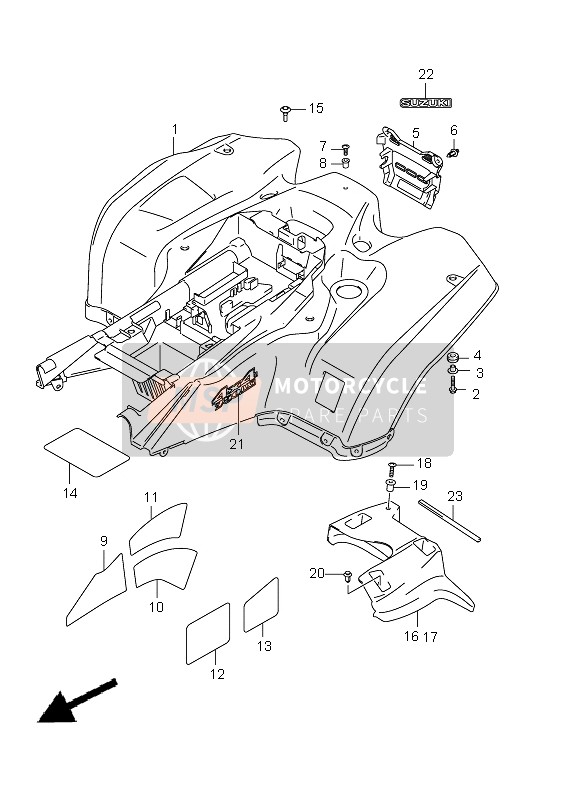 Suzuki LT-A750X(Z) KINGQUAD AXi 4X4 2012 Rear Fender (LT-A750X P24) for a 2012 Suzuki LT-A750X(Z) KINGQUAD AXi 4X4