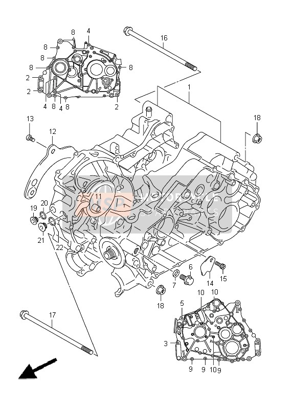 Suzuki LT-A400(Z) KINGQUAD ASi 4x4 2012 Crankcase for a 2012 Suzuki LT-A400(Z) KINGQUAD ASi 4x4