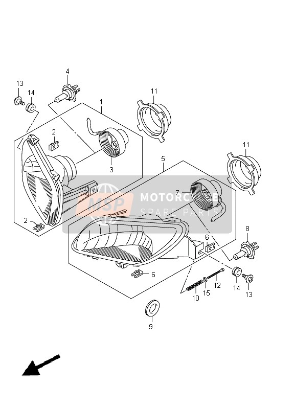 Suzuki LT-A400(Z) KINGQUAD ASi 4x4 2012 Headlamp for a 2012 Suzuki LT-A400(Z) KINGQUAD ASi 4x4