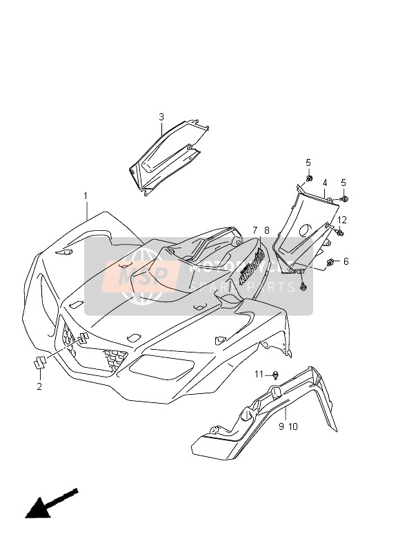 Suzuki LT-A400(Z) KINGQUAD ASi 4x4 2012 Front Fender (LT-A400F P24) for a 2012 Suzuki LT-A400(Z) KINGQUAD ASi 4x4