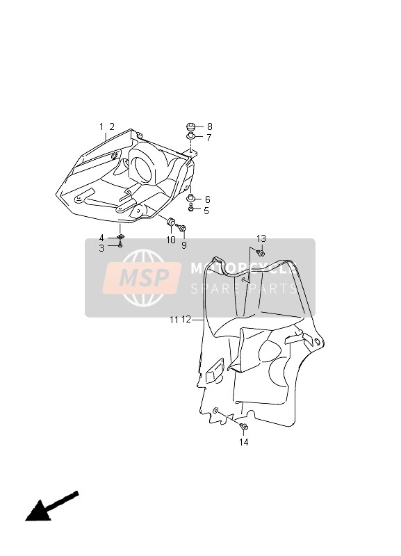 Suzuki LT-A400(Z) KINGQUAD ASi 4x4 2012 Boîtier de lampe avant pour un 2012 Suzuki LT-A400(Z) KINGQUAD ASi 4x4