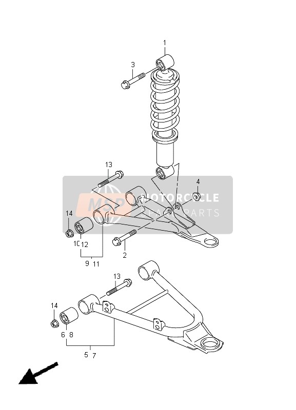 Suzuki LT-A400(Z) KINGQUAD ASi 4x4 2012 Bras de suspension pour un 2012 Suzuki LT-A400(Z) KINGQUAD ASi 4x4