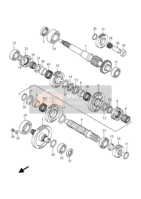 Suzuki LT-A400F(Z) KINGQUAD ASi 4x4 2015 Transmission (2) pour un 2015 Suzuki LT-A400F(Z) KINGQUAD ASi 4x4